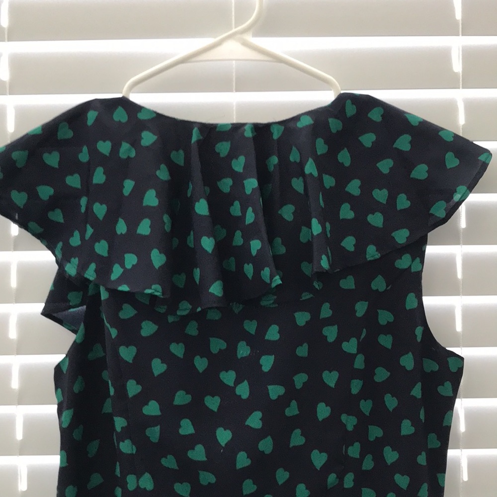 Forever 21 XXI Boutique Hearts Sleeveless Dress Navy Blue Green Size M - Picture 2 of 16